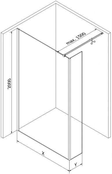 MEXEN/S - Kioto Sprchová zástena WALK-IN 100 x 40, transparent, chróm 800-100-212-01-00-040