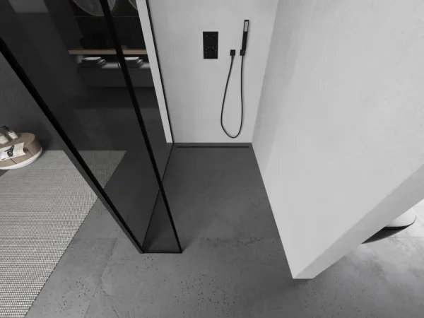 MEXEN/S - Kioto Sprchová zástena WALK-IN 90 x 30, čierny vzor, čierna 800-090-212-70-70-030