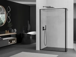 MEXEN/S - Kioto Sprchová zástena WALK-IN 90 x 40, čierny vzor, čierna 800-090-212-70-70-040