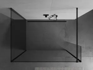 MEXEN/S - Kioto Sprchová zástena WALK-IN 100 x 85 x 40, transparent, čierna 800-100-085-221-70-00-040