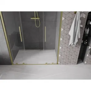 MEXEN/S - Velar Duo posuvné sprchové dvere 150, transparent, zlato kartáčovaná 871-150-000-02-55