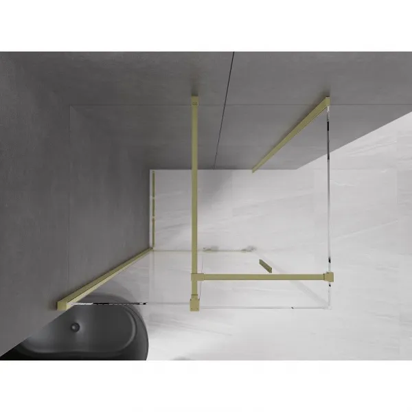 MEXEN/S - Velár sprchovací kút 130 x 85, transparent, zlatá kartáčovaná 871-130-085-01-55