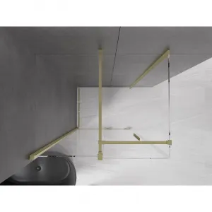 MEXEN/S - Velár sprchovací kút 130 x 85, transparent, zlatá kartáčovaná 871-130-085-01-55
