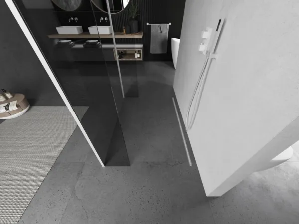 MEXEN/S - Kioto Sprchová zástena WALK-IN voľne stojaca 100 x 30 x 30, transparent, biela 800-100-030-222-20-00-030