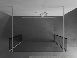 MEXEN/S - Kioto Sprchová zástena WALK-IN voľne stojaca 110 x 30 x 30, čierny vzor, biela 800-110-030-222-20-70-030