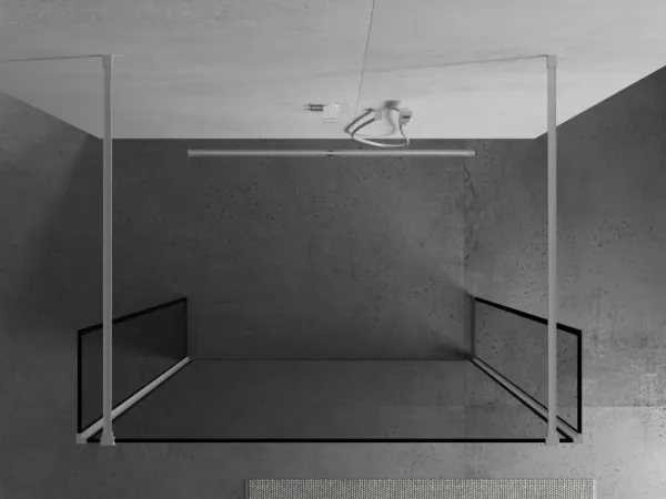 MEXEN/S - Kioto Sprchová zástena WALK-IN voľne stojaca 100 x 30 x 30, čierny vzor, biela 800-100-030-222-20-70-030