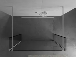 MEXEN/S - Kioto Sprchová zástena WALK-IN voľne stojaca 100 x 30 x 30, čierny vzor, biela 800-100-030-222-20-70-030