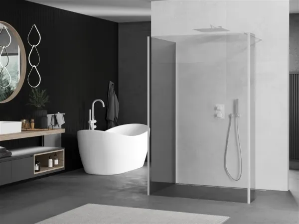 MEXEN/S - Kioto Sprchová zástena WALK-IN 100 x 70 x 30, transparent, biela 800-100-070-221-20-00-030