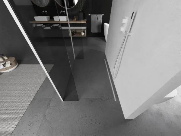 MEXEN/S - Kioto Sprchová zástena WALK-IN voľne stojaca 125 x 30 x 30, transparent, biela 800-125-030-222-20-00-030