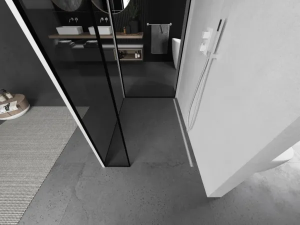 MEXEN/S - Kioto Sprchová zástena WALK-IN 100 x 100 x 30, čierny vzor, biela 800-100-100-221-20-70-030