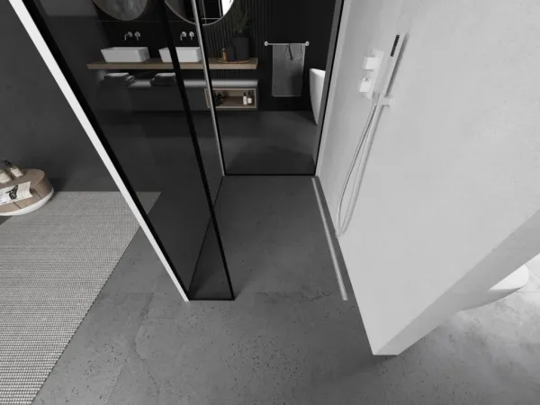 MEXEN/S - Kioto Sprchová zástena WALK-IN 120 x 120 x 30, čierny vzor, biela 800-120-120-221-20-70-030