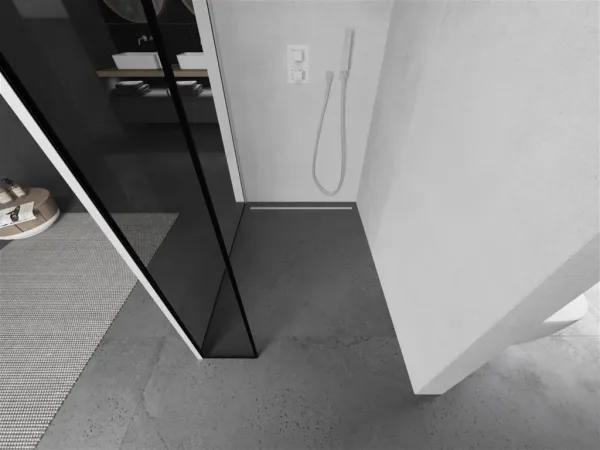MEXEN/S - Kioto Sprchová zástena WALK-IN 120 x 30, čierny vzor, biela 800-120-212-20-70-030