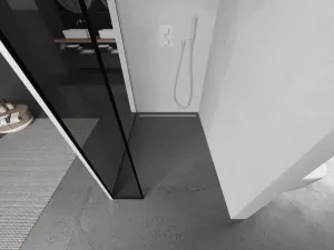 MEXEN/S - Kioto Sprchová zástena WALK-IN 110 x 30, čierny vzor, biela 800-110-212-20-70-030