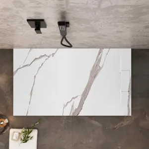 REA - Sprchová vanička Bazalt CARRARA WHITE 80x100 REA-K7000
