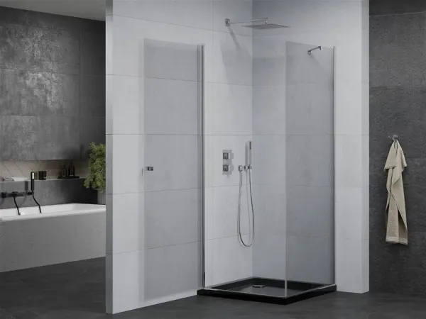 MEXEN/S - Pretória sprchovací kút 100x100, transparent, chróm + sprchová vanička vrátane sifónu 852-100-100-01-00-4070