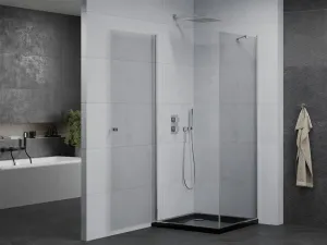 MEXEN/S - Pretória sprchovací kút 100x100, transparent, chróm + sprchová vanička vrátane sifónu 852-100-100-01-00-4070