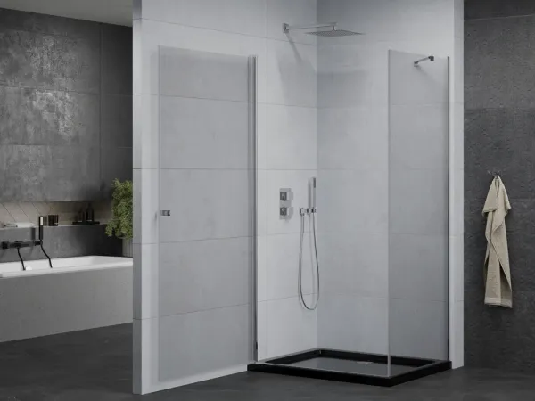 MEXEN/S - Pretória sprchovací kút 100x110, transparent, chróm + sprchová vanička vrátane sifónu 852-100-110-01-00-4070