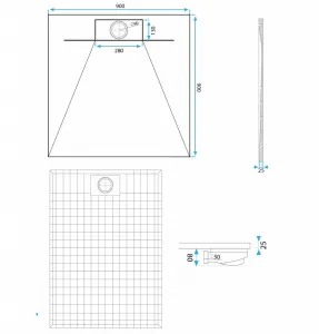 REA - Sprchová vanička Bazalt CARRARA WHITE 90x90 REA-K7002