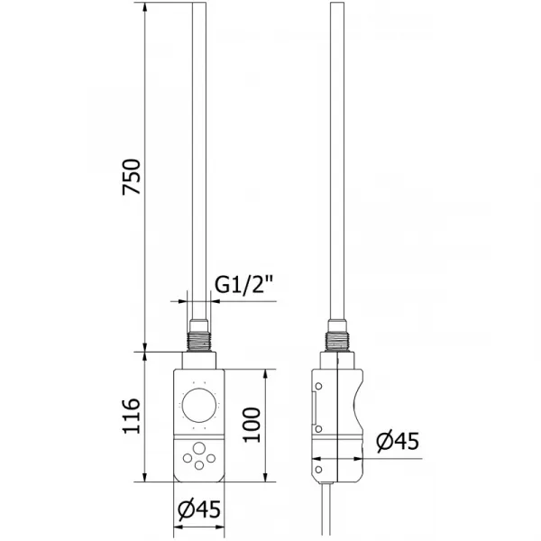 MEXEN/S - Helios radiátor + vykurovacia tyč 1800 x 600 mm, 900 W, zlatá W103-1800-600-2900-50