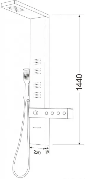 MEXEN - Sprchový panel Natan s výtokom, chróm 7626-04-00