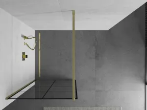 MEXEN/S - Kioto Sprchová zástena WALK-IN 80 x 200, čierny vzor 8 mm, zlatá kartáčovaná 800-080-101-55-77