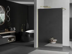 MEXEN/S - Kioto Sprchová zástena WALK-IN 80 x 200, zrkadlové 8 mm, zlatá kartáčovaná 800-080-101-55-50