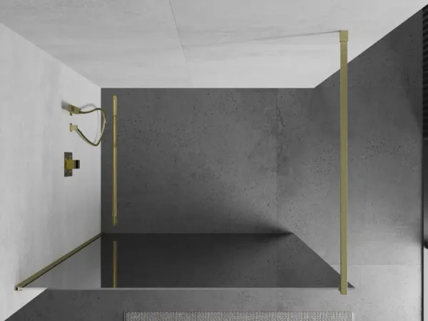 MEXEN/S - Kioto Sprchová zástena WALK-IN 80 x 200, zrkadlové 8 mm, zlatá kartáčovaná 800-080-101-55-50