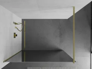 MEXEN/S - Kioto Sprchová zástena WALK-IN 80 x 200, zrkadlové 8 mm, zlatá kartáčovaná 800-080-101-55-50