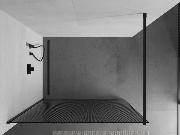 MEXEN/S - Kioto Sprchová zástena WALK-IN 120 x 200, prúžky 8 mm, čierna 800-120-101-70-09