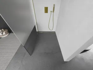 MEXEN/S - Kioto Sprchová zástena WALK-IN 80 x 200, transparent/dekor 8 mm, zlatá kartáčovaná 800-080-101-55-35