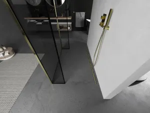 MEXEN/S - Kioto Sprchová zástena WALK-IN voľne stojaca 90 x 30 x 30, čierny vzor, zlatá 800-090-030-222-50-70-030