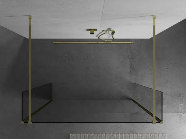 MEXEN/S - Kioto Sprchová zástena WALK-IN voľne stojaca 120 x 30 x 30, transparent, zlatá 800-120-030-222-50-00-030