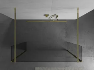 MEXEN/S - Kioto Sprchová zástena WALK-IN voľne stojaca 120 x 30 x 30, transparent, zlatá 800-120-030-222-50-00-030