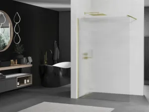 MEXEN/S - Kioto Sprchová zástena WALK-IN 70 x 200, prúžky 8 mm, zlatá kartáčovaná 800-070-101-55-09