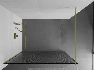 MEXEN/S - Kioto Sprchová zástena WALK-IN 70 x 200, prúžky 8 mm, zlatá kartáčovaná 800-070-101-55-09