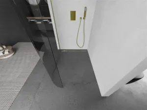 MEXEN/S - Kioto Sprchová zástena WALK-IN 100 x 200, transparent 8 mm, zlatá kartáčovaná 800-100-101-55-06