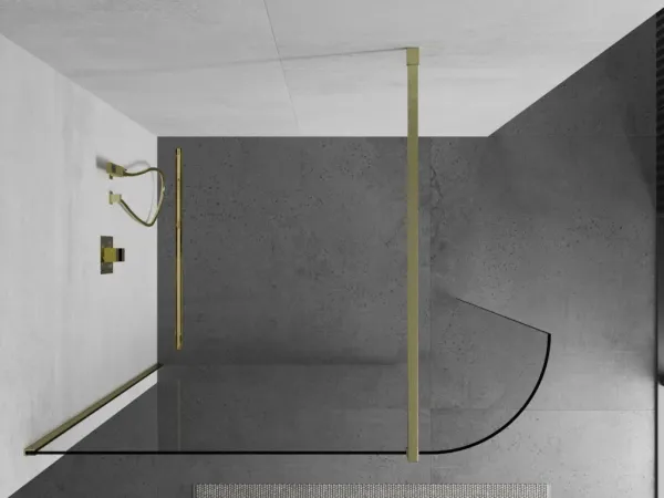 MEXEN/S - Kioto Sprchová zástena WALK-IN 120 x 200, transparent 8 mm, zlatá kartáčovaná 800-120-101-55-06