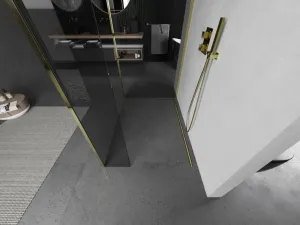 MEXEN/S - Kioto Sprchová zástena WALK-IN 100 x 85 x 30, transparent, zlatá 800-100-085-221-50-00-030