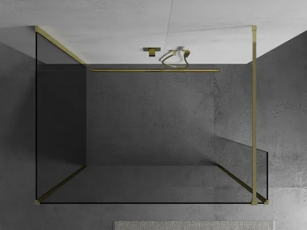 MEXEN/S - Kioto Sprchová zástena WALK-IN 100 x 85 x 30, transparent, zlatá 800-100-085-221-50-00-030
