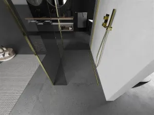 MEXEN/S - Kioto Sprchová zástena WALK-IN 100 x 85 x 30, transparent, zlatá 800-100-085-221-50-00-030