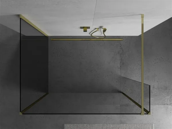 MEXEN/S - Kioto Sprchová zástena WALK-IN 100 x 75 x 30, transparent, zlatá 800-100-075-221-50-00-030