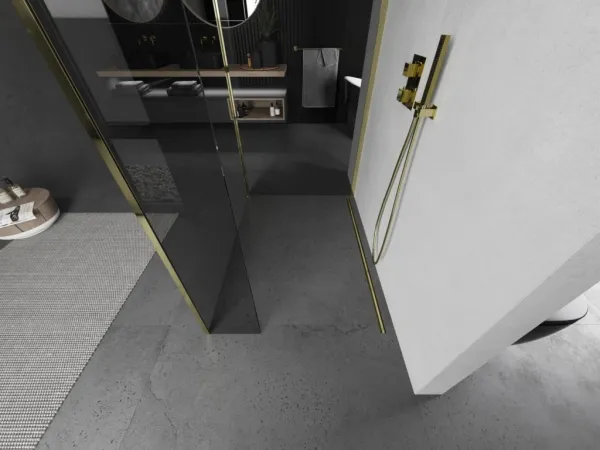 MEXEN/S - Kioto Sprchová zástena WALK-IN 120 x 105 x 40, transparent, zlatá 800-120-105-221-50-00-040