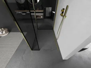 MEXEN/S - Kioto Sprchová zástena WALK-IN 110 x 100 x 30, čierny vzor, zlatá 800-110-100-221-50-70-030