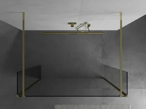 MEXEN/S - Kioto Sprchová zástena WALK-IN voľne stojaca 110 x 30 x 30, transparent, zlatá 800-110-030-222-50-00-030