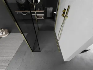 MEXEN/S - Kioto Sprchová zástena WALK-IN 110 x 70 x 30, čierny vzor, zlatá 800-110-070-221-50-70-030