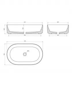OMNIRES - MESA umývadlo na dosku, 53 x 32 cm biela lesk /BP/ MESA530BP
