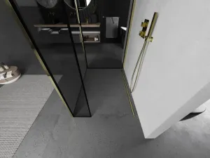MEXEN/S - Kioto Sprchová zástena WALK-IN 110 x 100 x 40, čierny vzor, zlatá 800-110-100-221-50-70-040