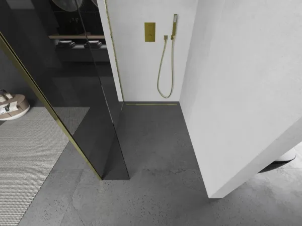 MEXEN/S - Kioto Sprchová zástena WALK-IN 100 x 40, transparent, zlatá 800-100-212-50-00-040