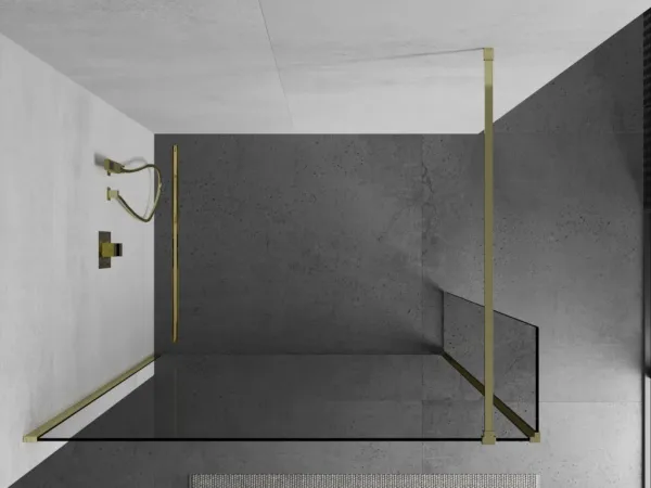MEXEN/S - Kioto Sprchová zástena WALK-IN 100 x 40, transparent, zlatá 800-100-212-50-00-040