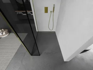MEXEN/S - Kioto Sprchová zástena WALK-IN 110 x 30, čierny vzor, zlatá 800-110-212-50-70-030